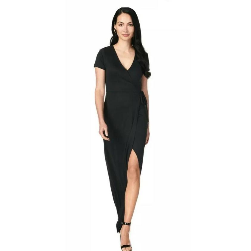 Heartloom "Remy" Maxy Wrap Women's Black Dress Short Sleeve Size Xs Nwt!